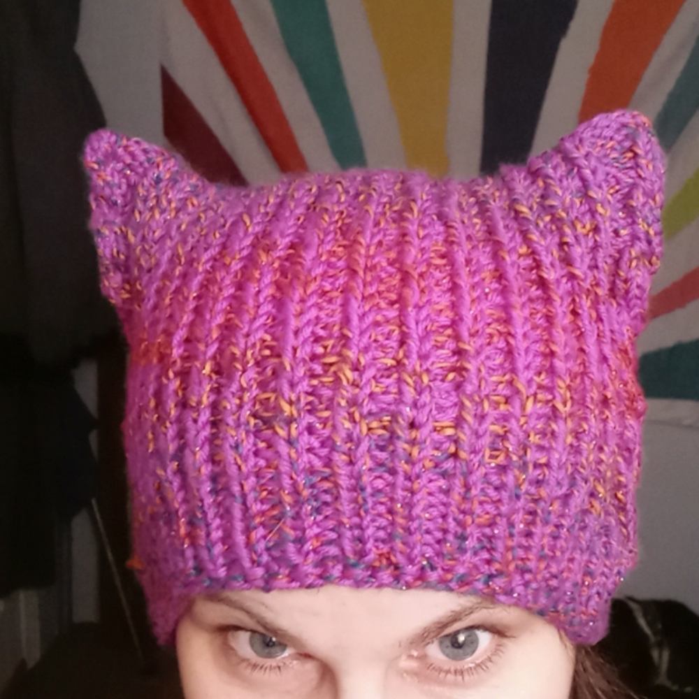 Knitted pussy cat ears hat beanie